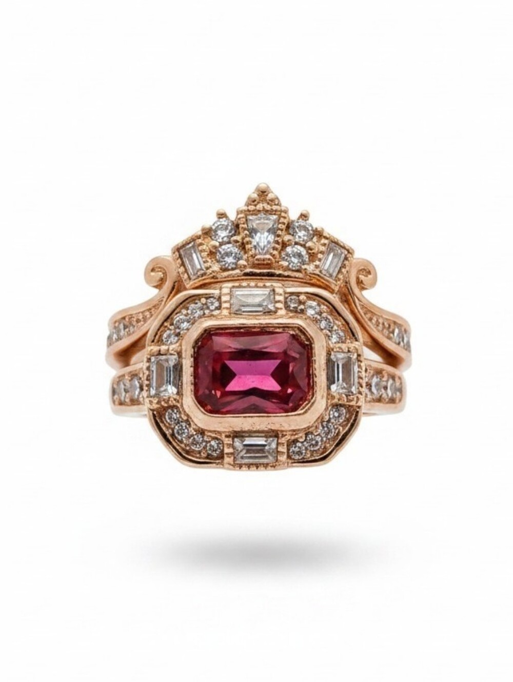 Nwt Saddified Boutique Rose Gold toned  Statement Ring with Pink Center Stone